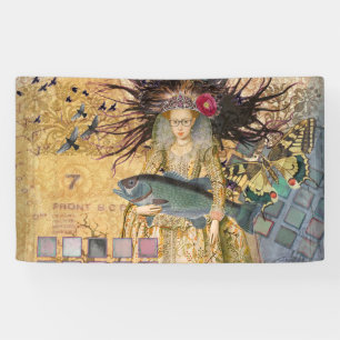 Vintage Vissen Vrouw Gotische Klassieker Spandoek