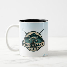 Vintage Visser Club Retro Berg Grafisch Tweekleurige Koffiemok