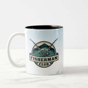 Vintage Visser Club Retro Berg Grafisch Tweekleurige Koffiemok