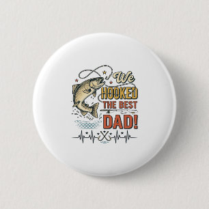 Vintage Visser Vader We Hebben De Beste Vader Vect Ronde Button 5,7 Cm