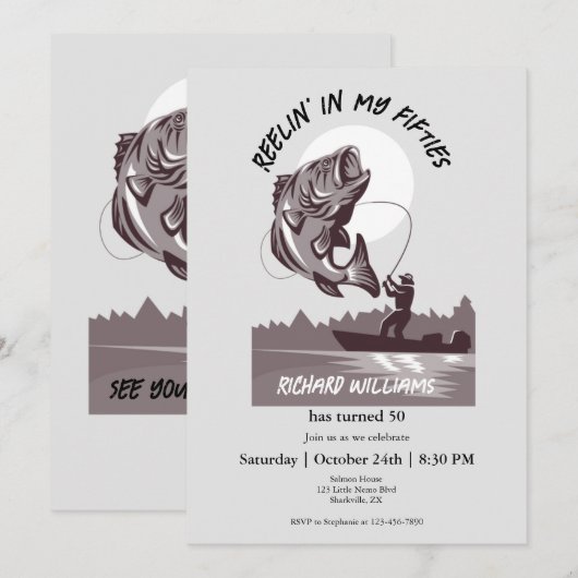 Vintage Visserij Meer Visser 50e Verjaardag Kaart (Voorkant / Achterkant)