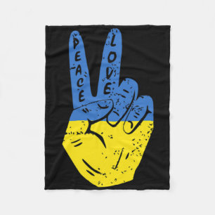 Vintage Vlag Vrede Voor Oekraïne Vredeshand Fleece Deken