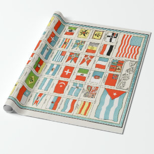 Vintage Vlaggen Van Alle Landen Educatieve Poster Cadeaupapier