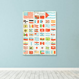 Vintage Vlaggen Van Alle Landen Educatieve Poster Canvas Afdruk