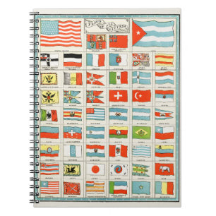 Vintage Vlaggen Van Alle Landen Educatieve Poster Notitieboek