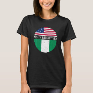 Vintage vlaggen van de VS en Nigeria Ja, ik ben a T-shirt