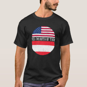 Vintage vlaggen van de VS en Oostenrijk  Ja, ik be T-shirt