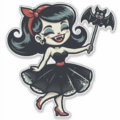 Vintage Vleermuis Cutie Sticker (Voorkant)