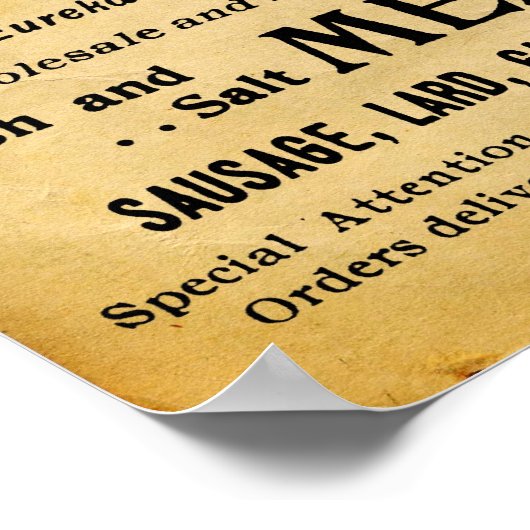 Vintage-vleesmarkt aankoopbord poster (Hoek)