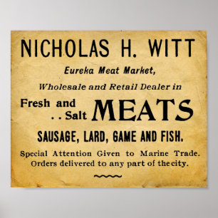 Vintage-vleesmarkt aankoopbord poster