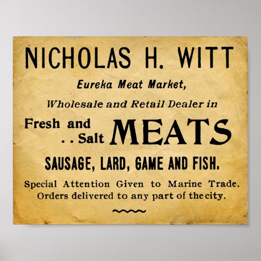 Vintage-vleesmarkt aankoopbord poster (Voorkant)