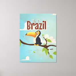 Vintage vlieg naar Brazilië Toekan Reisposter Canvas Afdruk