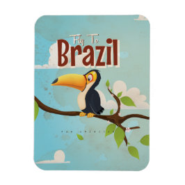 Vintage vlieg naar Brazilië Toekan Reisposter Magneet