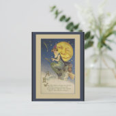 Vintage vliegende heks Halloween Briefkaart (Staand voorkant)