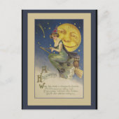 Vintage vliegende heks Halloween Briefkaart (Voorkant)