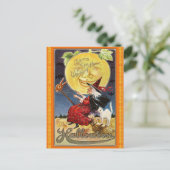 Vintage vliegende heks Halloween Briefkaart (Staand voorkant)