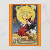 Vintage vliegende heks Halloween Briefkaart (Voorkant)