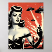 Vintage Vliegende Schotels Pin-up Poster (Voorkant)
