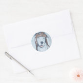 Vintage, vliegenier, pilotenhond, ronde sticker (Envelop)