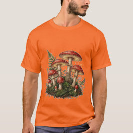 Vintage Vliegenzwam Paddenstoel Illustratie T-shirt
