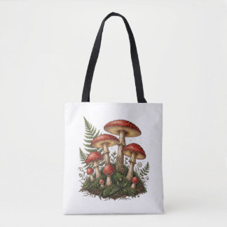 Vintage Vliegenzwam Paddenstoel Illustratie Tote Bag