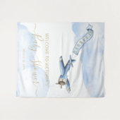 Vintage Vliegtuig Baby Shower Achtergrond Wandkleed (Voorkant (horizontaal))