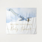 Vintage vliegtuig babyshower achtergrond wandkleed (Voorkant (horizontaal))
