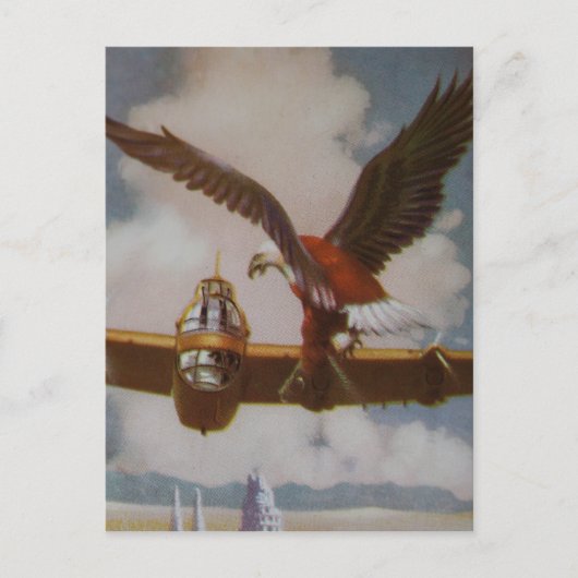 Vintage Vliegtuig Briefkaart (Voorkant)