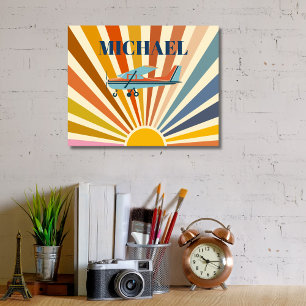 Vintage Vliegtuig Cessna Retro Zonsondergang Custo Poster