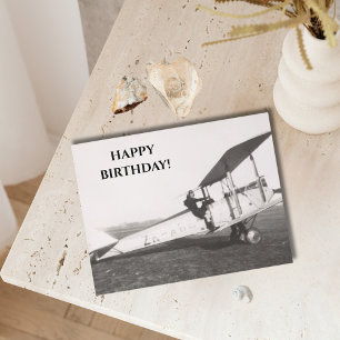 Vintage vliegtuig foto, Coole Aviation Verjaardag Briefkaart
