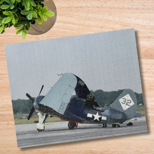 Vintage Vliegtuig Foto Piloot Vader Verjaardag Luc Legpuzzel