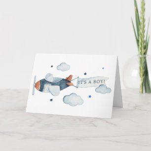 Vintage Vliegtuig Het Is Een Jongen Baby Shower Be Kaart