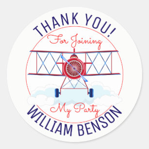 Vintage Vliegtuig Luchtmacht Aviator Verjaardagsfe Ronde Sticker