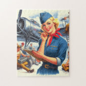 Vintage Vliegtuig Pin-up Legpuzzel (Verticaal)