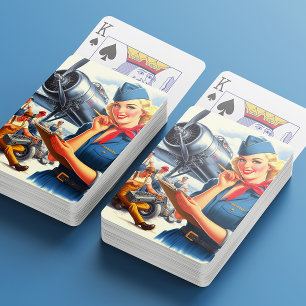 Vintage Vliegtuig Pin-up Pokerkaarten
