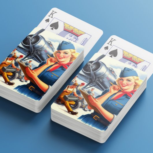Vintage Vliegtuig Pin-up Pokerkaarten