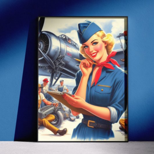 Vintage Vliegtuig Pin-up Poster