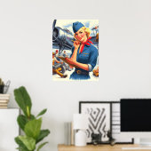 Vintage Vliegtuig Pin-up Poster (Thuiskantoor)