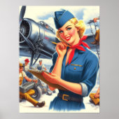 Vintage Vliegtuig Pin-up Poster (Voorkant)