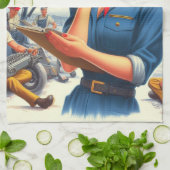Vintage Vliegtuig Pin-up Theedoek (Gevouwen)