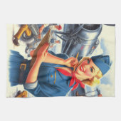 Vintage Vliegtuig Pin-up Theedoek (Horizontaal)
