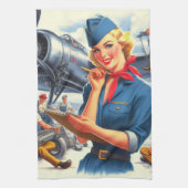 Vintage Vliegtuig Pin-up Theedoek (Verticaal)