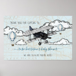 Vintage Vliegtuig | Reis Baby Shower Welkom Poster