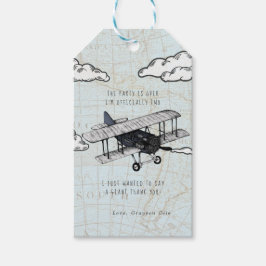 Vintage Vliegtuig | Reis Verjaardagsfeestje Favor Cadeaulabel