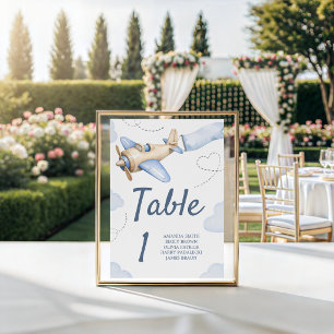 Vintage Vliegtuig Shower Tafel Nummer Bord Reclamebord Met Voetstuk