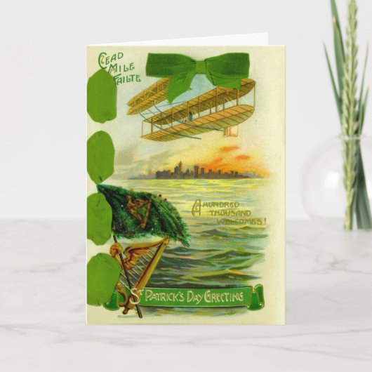 Vintage Vliegtuig St. Patrick's Dag Kaart (Voorkant)
