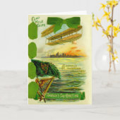 Vintage Vliegtuig St. Patrick's Dag Kaart (Gele Bloem)