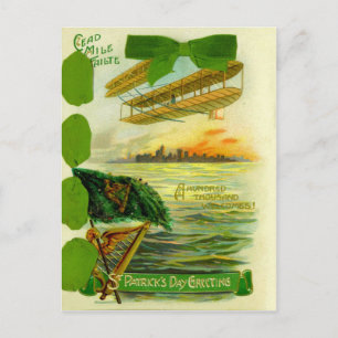 Vintage Vliegtuig St. Patrick's Dag Kaart