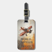 Vintage Vliegtuig Steampunk Bagagelabel (Voorkant verticaal)
