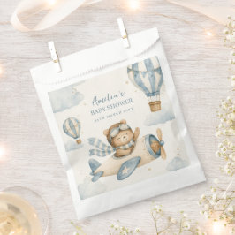 Vintage Vliegtuig Teddybeer Baby Shower Bedankzakje